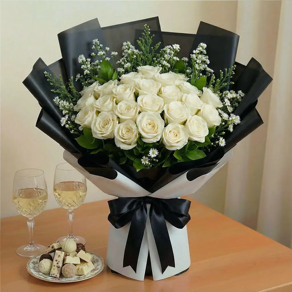 Luxury Two Dozen White Roses