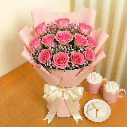 12 Pink Roses
