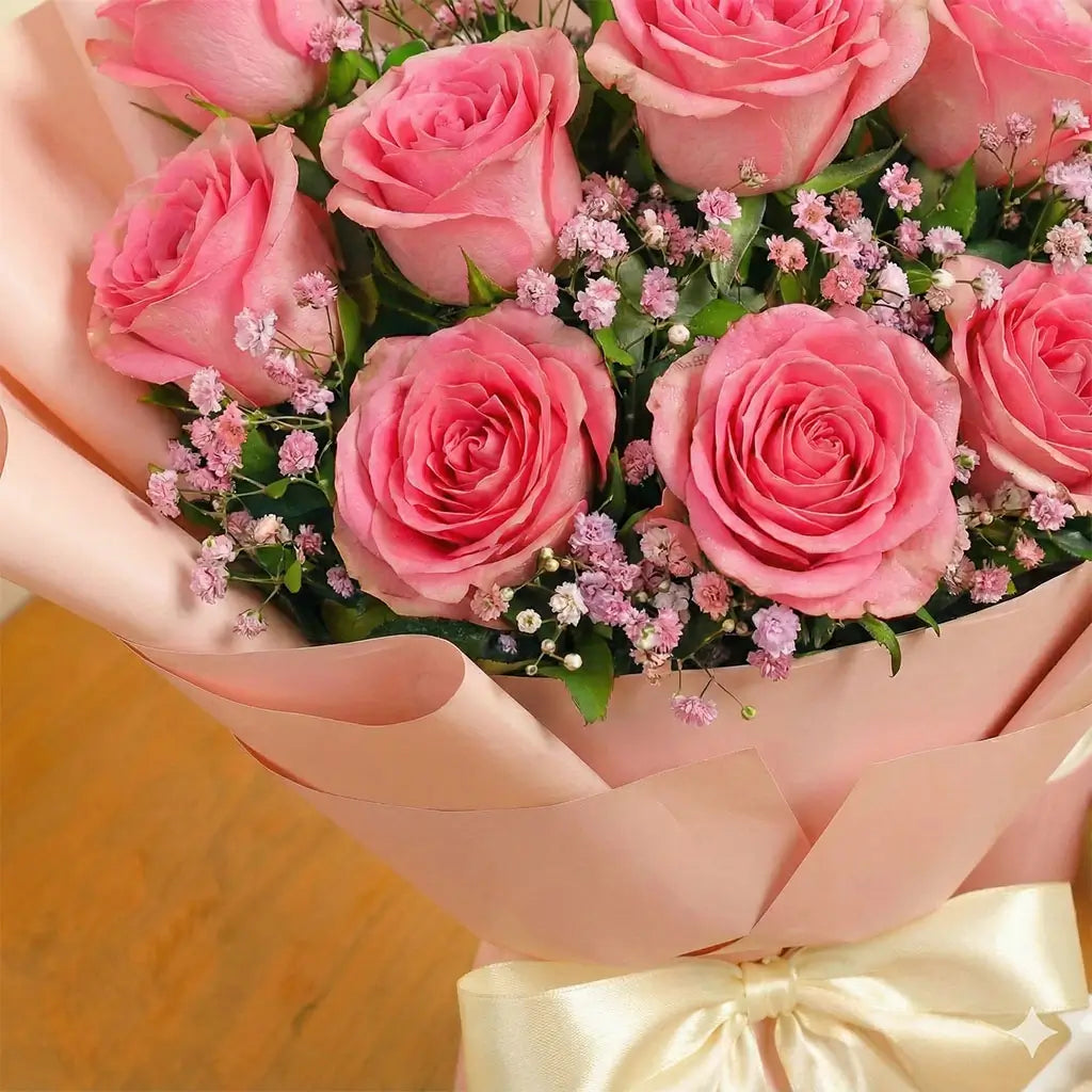 12 Pink Roses