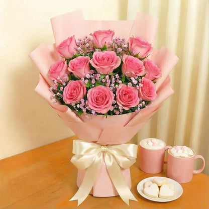 12 Pink Roses