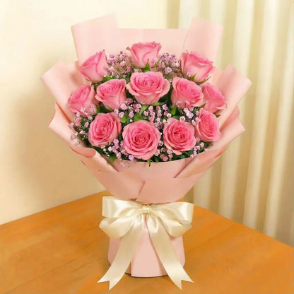 12 Pink Roses