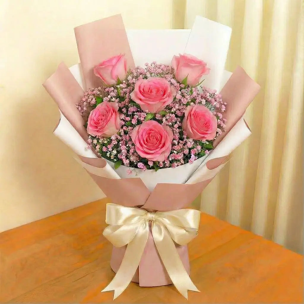 6 Pink Roses
