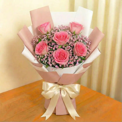 6 Pink Roses