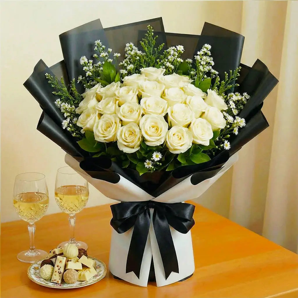 Luxury Two Dozen White Roses