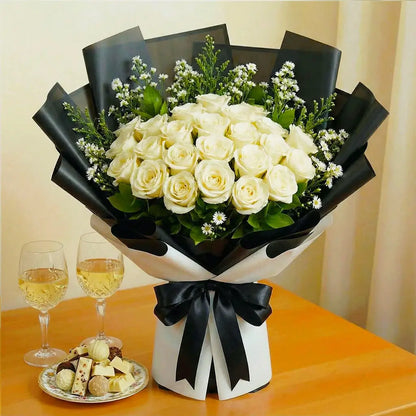 Luxury Two Dozen White Roses