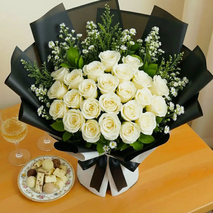 Luxury Two Dozen White Roses
