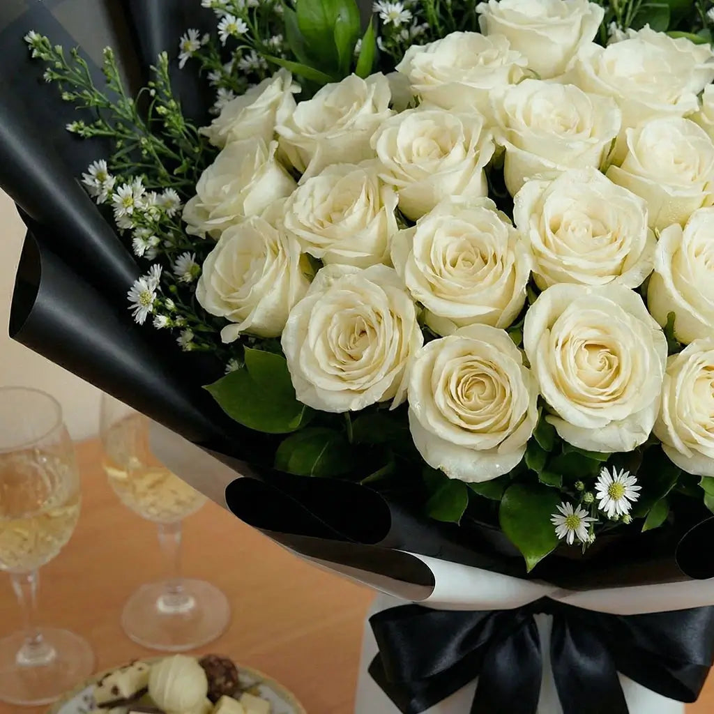 Luxury Two Dozen White Roses